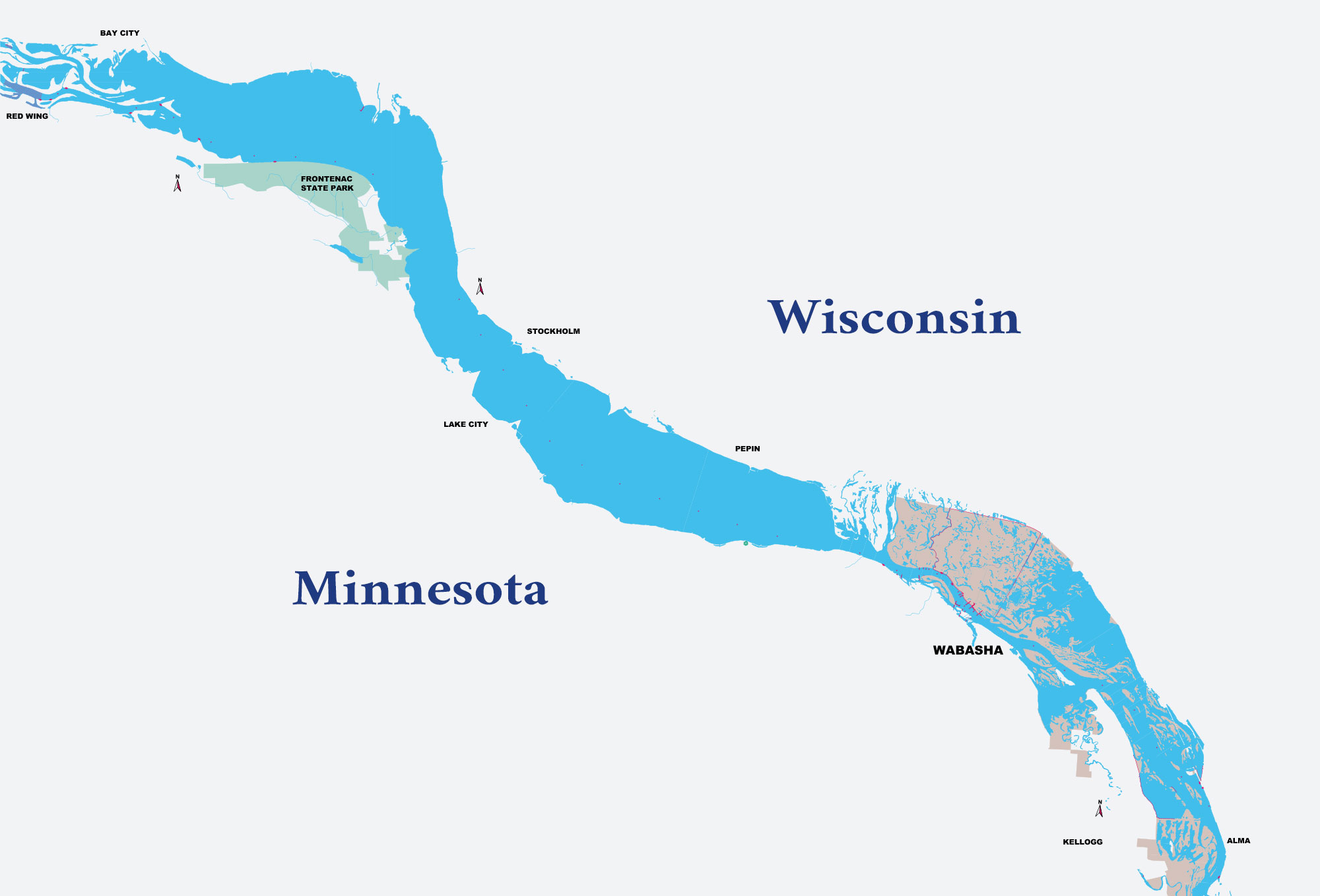 Mississippi River Map - Wisconsin/Minnesota